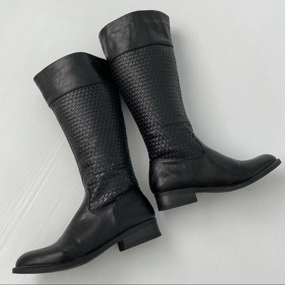 White Mountain Lakota tall boots riding boots black woven textured pattern - Picture 10 of 10
